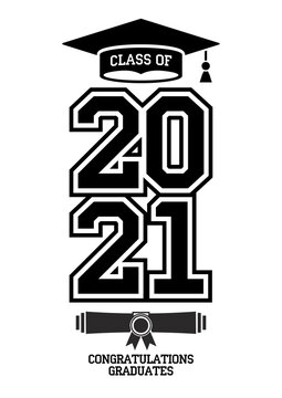 Class of 2021. The concept of design congratulations school graduation. Illustration, vector
