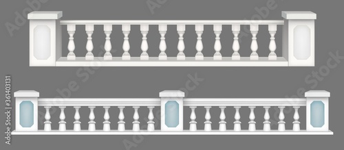 Fotografía Marble balustrade, white balcony railing or handrails