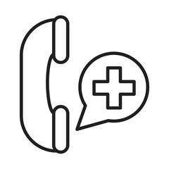 Sticker - telephone support healthcare medical and hospital pictogram line style icon