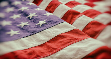 USA flag, US of America sign symbol background, closeup view