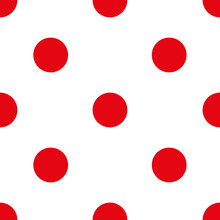 Classic Polka Dot Seamless Pattern Texture With Big Red Circles On White Background