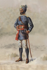 Wall Mural - 1st Hyberbad Contingent Jemadar Cavalry. Late 19th Century, British Indian Army Soldier. Illustration.