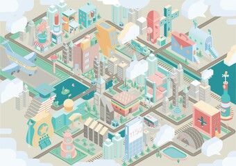 Wall Mural - Isometric city