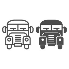 Poster - school bus line and solid icon, back to school concept, bus sign on white background, student transp