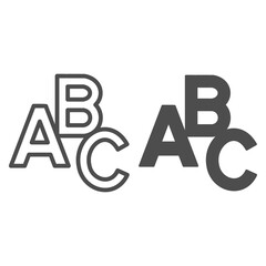 Poster - ABC letters line and solid icon, Back to school concept, first letters of alphabet sign on white background, alphabet letter icon in outline style for mobile concept and web design. Vector graphics.