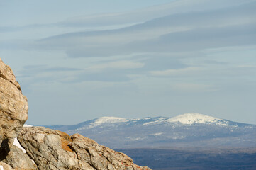 Snow-capped peaks of the Ural Mountains