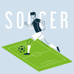 Poster - soccer player with ball, template