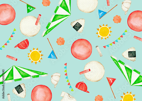 運動会 背景 テキスタイル 水色 青 水彩 イラスト Kaufen Sie Diese Illustration Und Finden Sie Ahnliche Illustrationen Auf Adobe Stock Adobe Stock