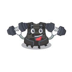 Sticker - Muscular scuba buoyancy compensator mascot design with barbells during exercise