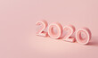 3d render abstract platforms minimal christmas holiday, new year 2020 type number scene platforms with pastel pink and white shapes. Trendy 3d render for social media banners, promotion