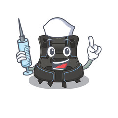 Poster - A dedicate scuba buoyancy compensator nurse mascot design with a syringe