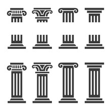 Columns Icon Set. Ancient Architecture Pillars Vector Illustration