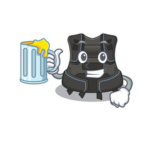 A Cartoon Concept Of Scuba Buoyancy Compensator Toast With A Glass Of Beer