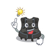 Genius Scuba Buoyancy Compensator Mascot Character Has An Idea Gesture