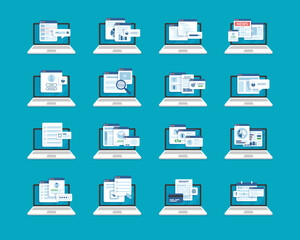 Poster - laptop and document files,files attachment email,online communicationarchive,flat design icon vector
