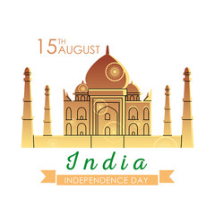 Wall Mural - taj mahal of india independence day vector design