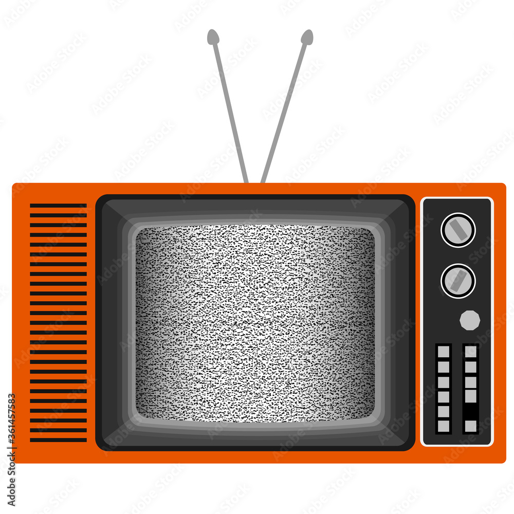 リアルでレトロな可愛いテレビのイラスト 砂嵐ノイズ画面 Fototapety リアルでレトロな可愛いテレビのイラスト 砂嵐ノイズ画面 Fototapety