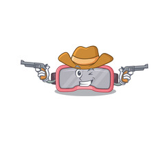 Sticker - A wise cowboy of vr glasses Cartoon design with guns