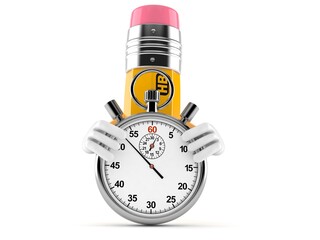 Sticker - Pencil character with stopwatch