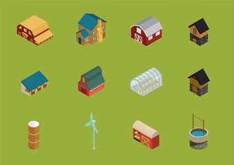 Poster - Isometric barn and farmhouses