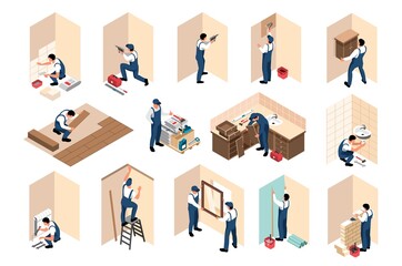 Canvas Print - Apartment Repair Isometric Set