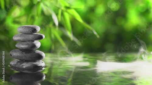 Obraz na plátně zen basalt stones and bamboo