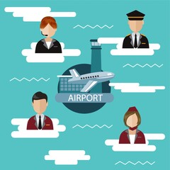 Wall Mural - Infographic of airport jobs