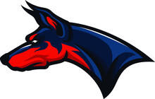 Head Of Doberman Pinscher Sport Mascot Logo