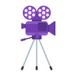 © Quarta - Movie Camera Stand icon. Retro movie camera, camcorder.