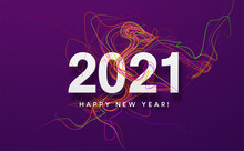 2021 White Inscription On The Purple Background Of Red Wave Smoke. Vector Illustration