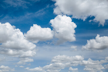 Wall Mural - a landscape of fluffy clouds of white light against a bright blue sky