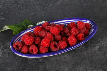 Red bright ripe sweet raspberry