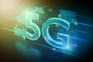 Poster - 5g abstract background illustration - 3d rendering