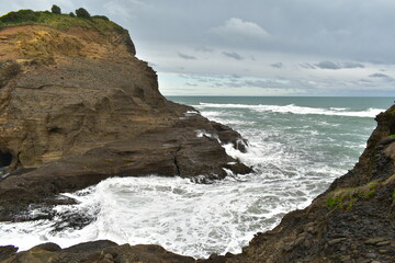 Wall Mural - Piha beach coastal rock formation