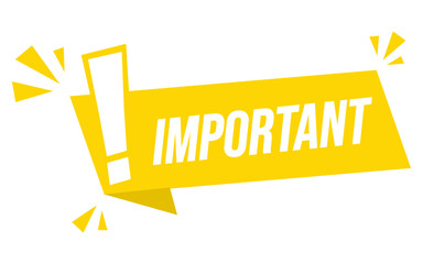 yellow banner important with exclamation mark. vector illustration.