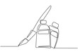 © ngupakarti - Brush and paint of the tube one line drawing vector illustration isolated on white background. Concept of tool for artist or painter minimalist style. Vector illustration simplicity hand drawn