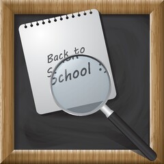 Sticker - Paper note and magnifier on blackboard