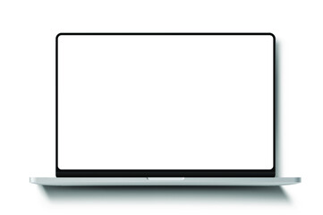 Wall Mural - laptop frameless blank screen template lying on the screen with long shadow - vector eps 10