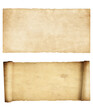 © Elena - Set of scroll and parchment isolated on white. Vintage paper texture 3d illustration.