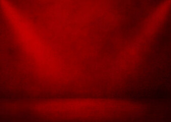 Wall Mural - Red room background. Studio template. 