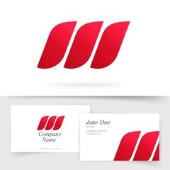 Poster - abstract three elements vector logo w letter on business visiting card template design, colorful gra