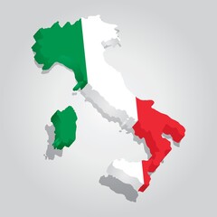 Sticker - Italy map with flag