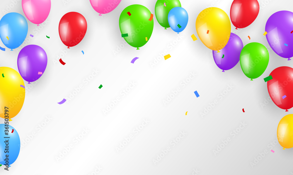 balloons confetti colorful background Celebration Stock Vector | Adobe ...