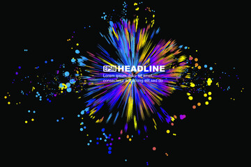 Poster - Abstract graphic texture background with colorful particles and rays.