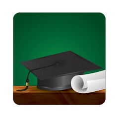 Canvas Print - Graduation cap and certificate