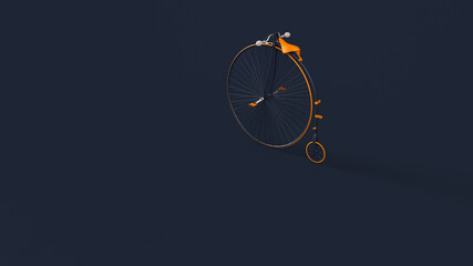 Wall Mural - Penny Farthing Bicycle Blue Orange White 3d illustration