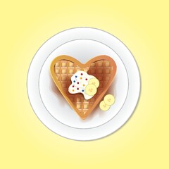 Canvas Print - Belgium heart shaped waffle