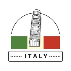 Wall Mural - Leaning tower of pisa label