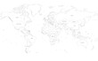 © pyty - Map of World. Detailed thin black outline political map with country names. Vector map