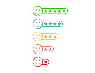 Wall Mural - stars ranking evaluation. satisfaction feedback from low to high level. ranking quality review. choi